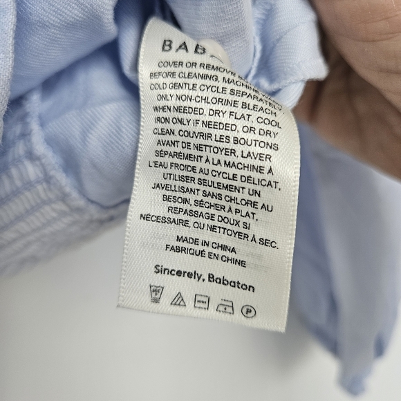 Babaton Aritzia Hadwyn Smocked Cropped Light Blue Women's Sz XXS BLOUSE - Picture 6 of 8